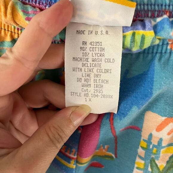 Vintage Ken Done Art & Design Tropical Print Pants Cotton Stretch Size 1X - Picture 5 of 7